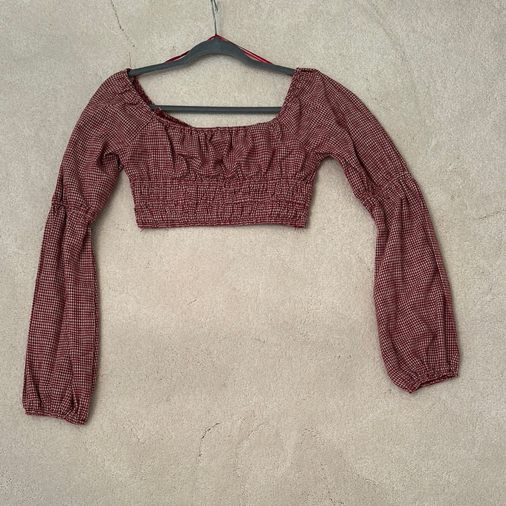 Women's Red Checkered Top